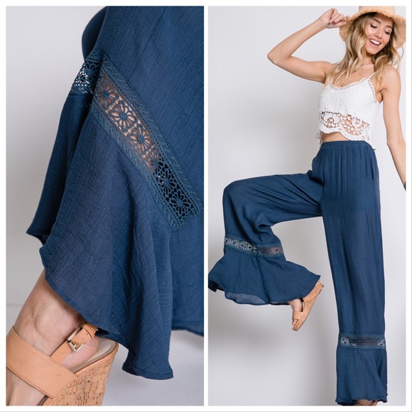 Indigo Teal Palazzo Hippy Pants - Picture 4 of 7